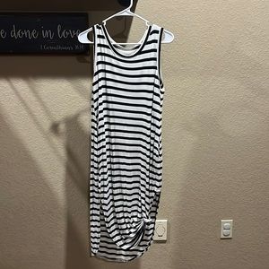 Below the knee black and white dress